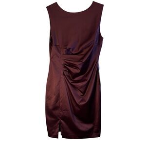 The Limited Sleeveless Sheath Dress Knee Length Burgundy Ruching Satin Career 8